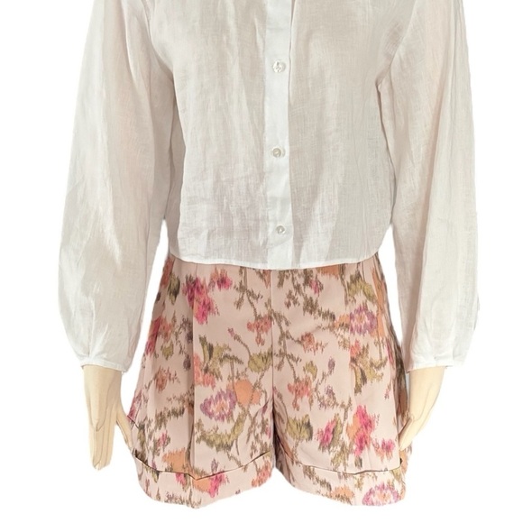 Rebecca Taylor Gloria Fleur Hollywood High-Waist Pleated Floral Print Shorts NEW - Picture 12 of 14